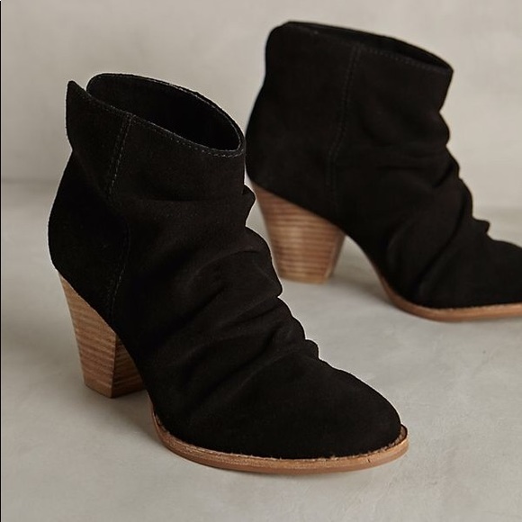 Black Genuine Leather Ruched Front Ankle Boot - Picture 2 of 5